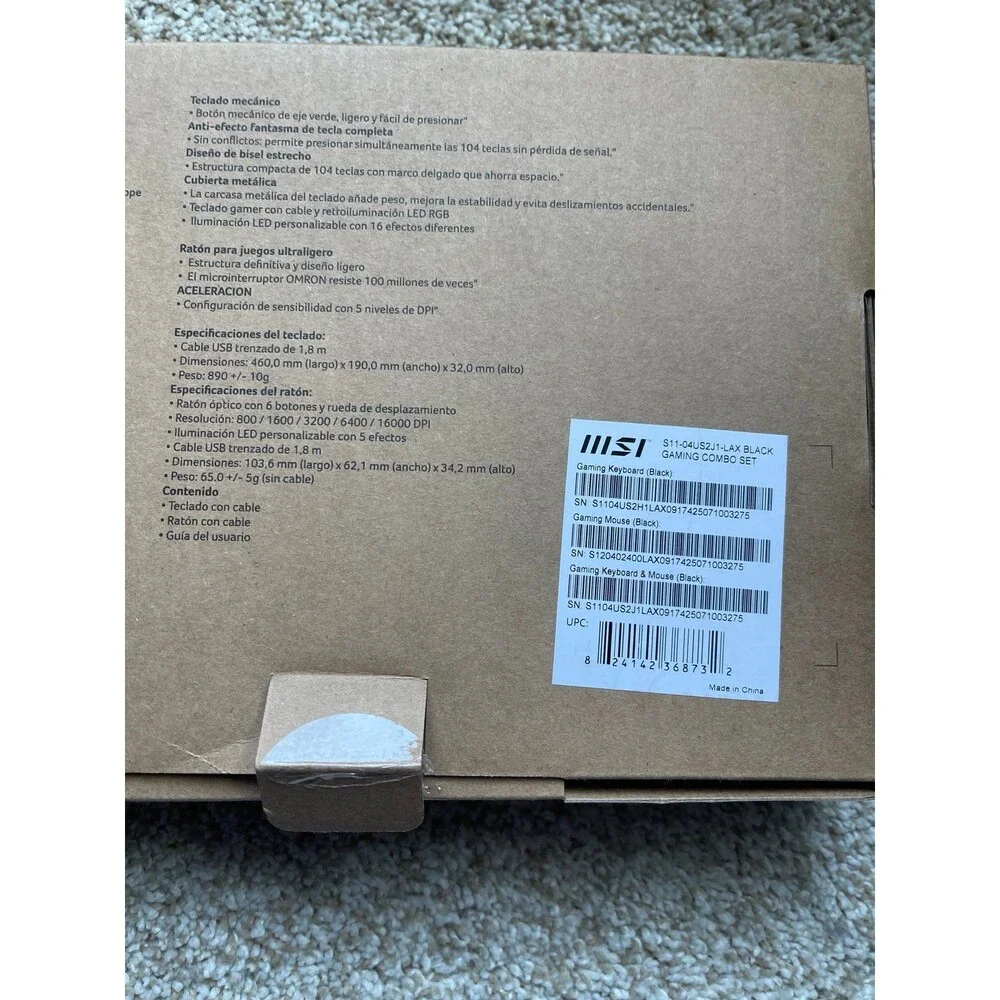 MSI S11-04US2J1-LAX Wired Gaming Keyboard & Mouse Combo